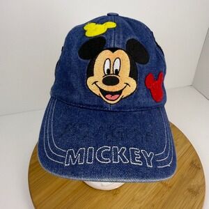 Kids Denim Mickey Mouse Baseball Cap Adjustable Disney Character‎ Embroidered